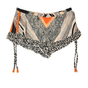 Ripcurl Women's Surf Swim Shorts Tribal Cheetah Print Drawstring Ruffle XS